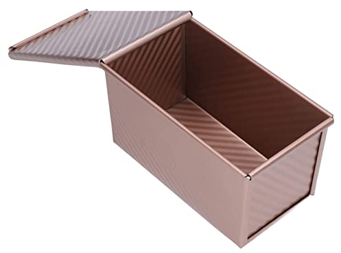 Caja para tostadas, molde para hornear, molde para pan con tapa, capacidad de masa de 2,2 libras, molde rectangular para hornear pasteles, cocina, panadería, utensilios para hornear(dorado)