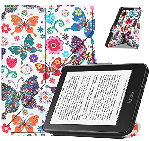 VOVIPO Slimshell Coque de Protection pour 6 Kobo Clara Colour Liseuse eBook/Kobo Clara BW 2024 eReader/Kobo Liseuse Clara 2E 2022,Étui Housse Magnétique Auto Réveil/Sommeil-Butterfly