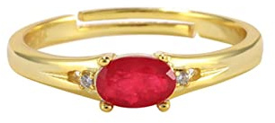 Aotiwe Ring Damen Offen, Ringe Frauen Modern Oval Gold Rot mit Zirkonia 925 Silber Adjustable