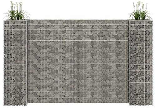 WIFESE 260x40x150 cm H förmiger Gabionen Pflanzkorb Gabionenwand Steinkorb Gabione Gabionen Hochbeet Gabionen Zaun Gabionenkorb Pfosten Gabionensäule Steingabionen Gabionenkörbe Stahldraht