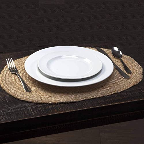 DAJAMAI Gewebte ovale Tischsets aus Jute, braun, 30,5 x 40,6 cm, Jute, hitzebeständig, rutschfest, gewebt, Tischsets, Bauernhaus, Stroh, geflochtene Rattan-Tischsets für Esstisch, 6 Stück