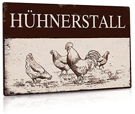 Putuo Decor Hühner Schild - Hühner Deko Geschenk als Hühnerstall Zubehör und retro Wanddeko, Farmhouse Vintage Aluminium Metall Zeichen 20 x 30 cm