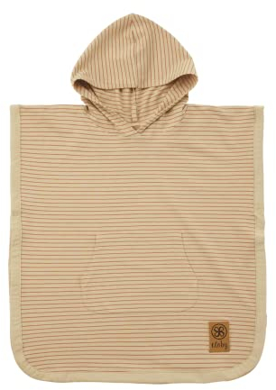 Cloby CBY-UVP1-SGS Badeponcho mit Kapuze mit UV-Schutz (UPF 50+) gestreift Sandy Beach/Spicy Ginger (1-3 Jahre)