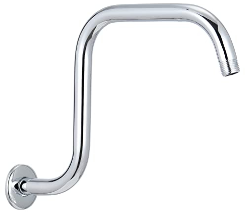 Brazo de Extensión de Aspersores de Ducha con Brida de 33cm, Tubo Vertical de Aspersores de Ducha en Forma de Voolan S, Conexión Estándar de 1/2 de Curva de Cuello de Ganso Largo de Acero Inoxidable
