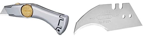 Stanley 2-10-122 Titan Rb H/D Trim Knife Carded, Silver & 5192B (5) Knife Blades Concave 0 11 952