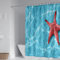 Duschvorhang Überlänge, Duschrollo für Badewanne Seesternmuster mit Strandmotiv Blau Blue Shower Curtains 165x200cm(66 Wx80 H)