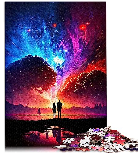 für Erwachsene Puzzle Paar Galaxie Landschaft 1000 Teile Puzzle Holzpuzzle Geeignet für Erwachsene und Kinder ab 12 Jahren Unmögliche Puzzlegröße: 50x75 cm