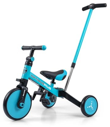 4in1 blaues Dreirad mit Griff Optimus Plus Milly Mally
