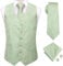 Dubulle Herren Paisley Krawatte und Weste Set mit Einstecktuch Manschettenknöpfen Weste Anzug für Smoking, Salbeigrün, XX-Large