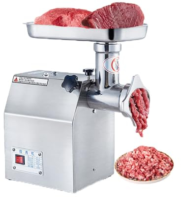 ZIXIAOS Tritacarne Commerciale, Tritacarne Elettrico, Tritacarne Industriale Pesante, Piastre per Macinazione Insaccatrice, Tubi per Ripieno, Facile da Pulire con Interruttore Impermeabile