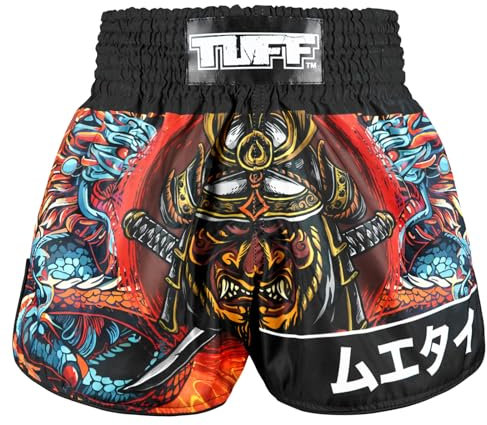 Tuff Sport Pantalones Cortos de Boxeo para Muay Thai, Estilo Retro, Corte Delgado, MMA, Kickboxing, Entrenamiento, Ropa de Entrenamiento, Tuf-rms103-org, Large