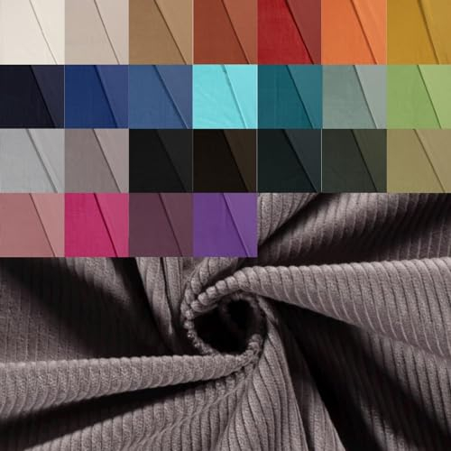 Breitcord Meterware - robuster Cordstoff - weicher Baumwollcord - dicker Rippenstoff - breit gerippt - fester Cord Baumwolle *ab 50 cm, Farbe: 054 Taupe