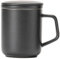 TAMUME Taza de porcelana natural de 13 onzas con colador y tapa, color negro