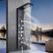 Harnart Colonne de Douche Hydromassante pour baignoire 5 en 1 Noir avec LED Colonne Douche Hydromassage Acier Inoxydable Système de Panneau de Douche mural…