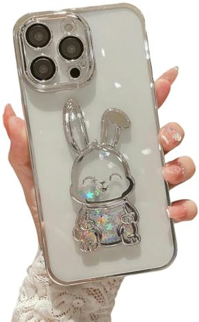 ZuoXun La Encantadora Carcasa Del Teléfono De Toon Bear Liusha Está Disponible Para iPhone 15 14 13 12 11 Pro Max X Xr Xs 8 7 Plus-Para iPhone 14-Conejo de Plata