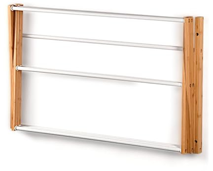 KESPER faltbarer Wand-Wäschetrockner aus Bambus und Metall/Wäscheleine