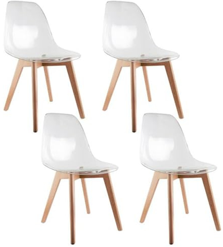 HOME DECO FACTORY, HD30871, Set mit 2 skandinavischen transparenten Stühlen, Möbel, Sitz, Tischsessel, 45 x 83,6 x 52,3 cm, Sitzhöhe 46,4 cm, transparentes Weiß