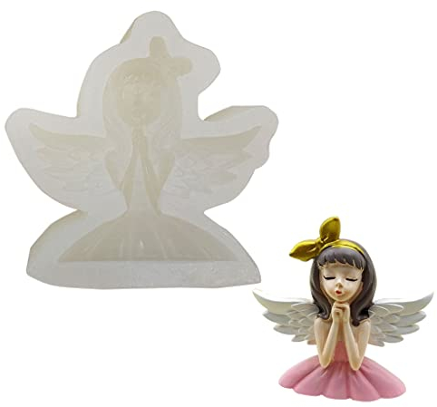 xbiez Stampo in silicone per torte a forma di principessa angelo con ali di verdure, fondente, caramelle, blocchi di cioccolato, decorazioni per dolci francesi