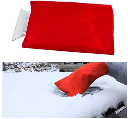 JNNJ Handschuh Eiskratzer Auto, Eiskratzer Auto Mit Handschuh, Eiskratzer Mit Handschuh Gefüttert, Scheiben Schnee Eiskratzerhandschuh, Scheibenkratzer Winter Eisschaber Auto Handschuhe(Rot)