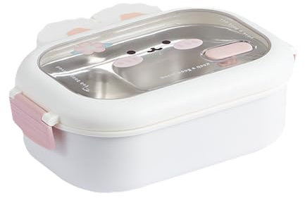 Lonchera Bento a Prueba de Fugas para Niños Con Compartimentos y Cierre de Clip - Acero Inoxidable para Escuela, Guardería, Deportes, Picnic