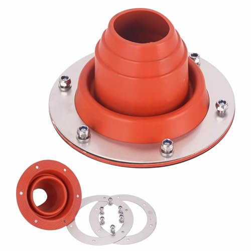Inscrip Ofenrohrdurchführung Zelt, Hot Tent Stove Jack aus Hitzebeständigem Silikon und Metall Basis, Tent Rohrmanschette Dachdurchführung für Campingkocher Zeltofen, 45-85mm (Rot)