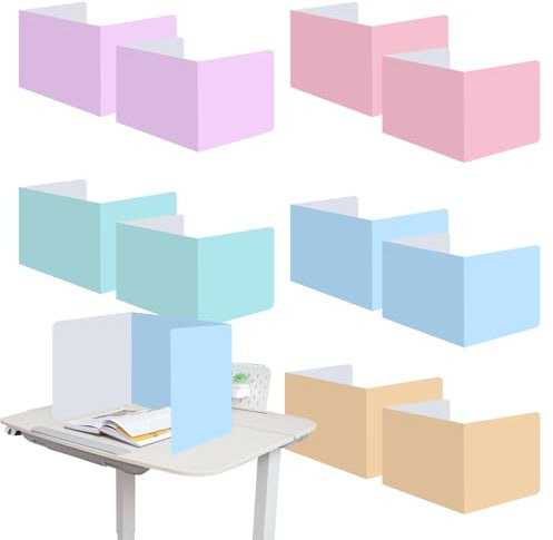 posionks 10 Stück Schreibtisch Trennwand Sichtschutz Schule Mehrzweck Trennwand Schreibtisch U-Förmiger Tischtrennwand Lernbüro Grundschule für Klassenzimmer, BüRo, Bibliothek, Mehrfarbig
