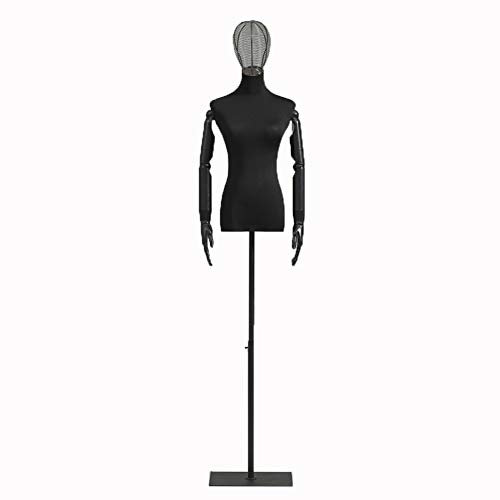 YJKKZQLB Schneiderpuppen-Torso für Damen, Schneiderpuppen-Ständer, weibliche Schwarze Halbbüste, Schaufensterpuppe, Torso für Brautkleider, Kleidung, höhenverstellbar