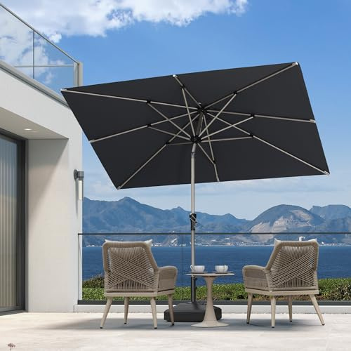 PURPLE LEAF Parasol Balcon Rectangulaire 1,8 x 2,7 m Aluminium Gris | Parasol de jardin extérieur, Finition durable et raffinée, Inclinaison gauche et droite, Montage facile, Résistant et durable