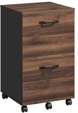 VASAGLE 2-Drawer Filing Cabinet, Mobile File Cabinet for Home Office, Printer Stand, A4, Letter-Size Files, Hanging File Folders, Natural Walnut and Ink Black OFC040K01