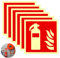 TenaLucy 6 Stück Schild Feuerlöscher,Feuerlöscher Schild Nachleuchtend 15X15 cm Hinweisschild Feuerlöscher PVC Nachleuchtend Selbstklebende Brandschutzschild Feuerlöscher Aufkleber Brandschutzzeichen