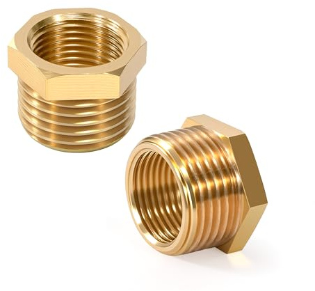 Raccord de Tuyau Fileté, 2 Pièces 3/8 Mâle à 1/4 Femelle Raccords Réducteur, Raccord Fileté en Laiton, Connecteur de Réduction pour Eau, Gaz, Huile, Jardin