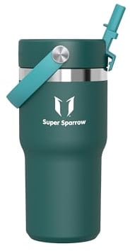 Sparrow Botella Termica 620ml Tumbler Vaso Termico con Pajita-Termo con Asa | Botella Agua Acero Inoxidable Taza Térmica Café, Antifugas sin BPA, Frío y Caliente, Lavavajillas, para Coche, Portavasos