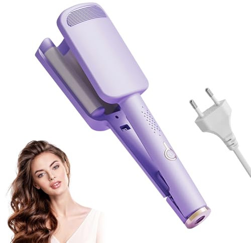Welleneisen für Haare, 32mm Lockenstab Große Locken mit 4 Temperatur Reisegröße Beach Waves Lockenstab Tragbarer Französischer Wellen Lockenstabe Mermaid Hair Waver für Alle Haartypen (Lila)