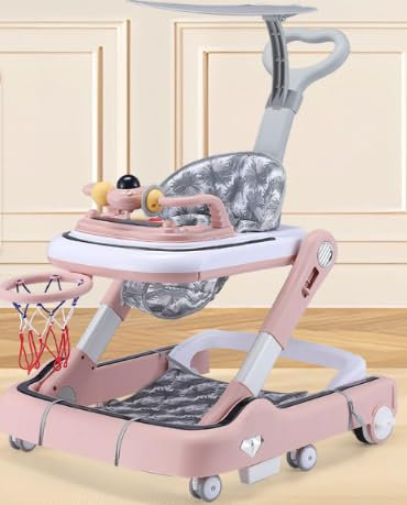 Lauflernhilfen, Laufwagen Baby Walker Spielzeug für Kinder, Baby Spiel und Lauflernhilfe, Gehhilfen, Höhe einstellbar (65 * 58 * 90cm-pink)