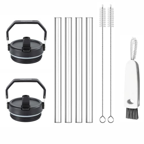 2Pack Replacement Lid Fit for Stanley IceFlow 30 oz Flip Tumbler, LeakProof Tumbler Lid for Stanley 30oz Iceflow (Only), with 4Pcs Straw Relacement/Straw Cleaner/Cap Lid Brush