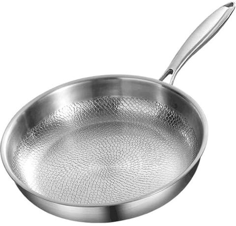 Titanium Hammered Frying Pan with Lid – Scratch-Resistant Non Stick Pro Cookware, PTFE & PFOA Free, Fast Heating, Compatible with All Stovetops,With cover,28CM