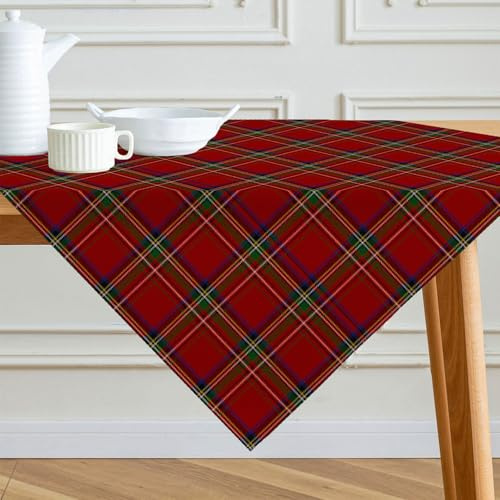 Weihnachtstischdecke Mitteldecke Tischdecke Kariert Plaid Rot 100x100 cm | Weihnachten Modern Saisonnal Weihnachtstischdecken Tischwäsche Winter Küche Tisch Dekoration Party Dekor
