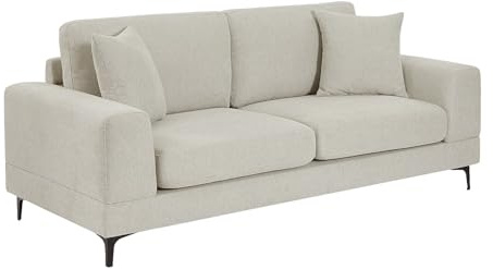 Vente-unique - Sofa ohne Schlafmöglichkeit Jamolo Stoff Beige 198 cmx87 cm | Robustes Metallgestell | Strukturierte Oberfläche | Zusätzliche Kissen
