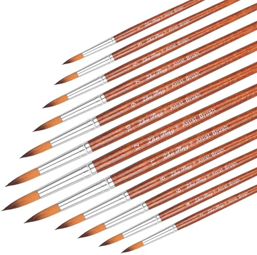 12Pcs Artist Paint Brushes Round Brush for Painting Acrylic Paint Brush Set Artist Roundes Art Paintbrushes Model Watercolor Brushes Acrylic Paintbrushes for Face Crafts Canvas Body Nail Art Miniature
