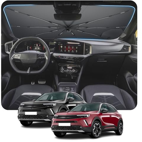 [2026 Upgrade] BSTW Sonnenschutz Frontscheibe für Opel Mokka B Mokka E 2021-2025 2026 Pull-Cord-Sonnenschirm, Nanosilikon-Beschichtung, UV-Schutz, Hitzeschutz, Faltbar Auto Sonnenschutz