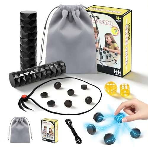 Magnetspiel,Tragbar Magnetisches Schachspiel mit 20 Stück & 2 Würfeln, Magnet Schach Tischspiele, Magnet Spiel für Camping,Reisen,Geburtstage,Familientreffen,Partyzubehör,Ostern und Weihnachten