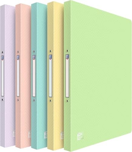 Oxford Urban Ringbuch-Ordner A4, aus Kunststoff, 2cm Rückenbreite (Ringbuch 2 Ringe, Pastell sortiert, 5er Pack)