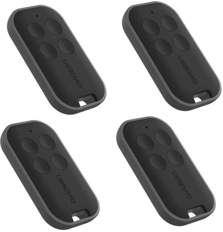 Avidsen Lot 4 Télécommandes Portail 4 Boutons, Rolling Code, Portée 80m | Télécommande portail, 4 boutons, fréquence 433.92 MHz, sécurité code tournant, portée 80 mètres, lot de4, noir