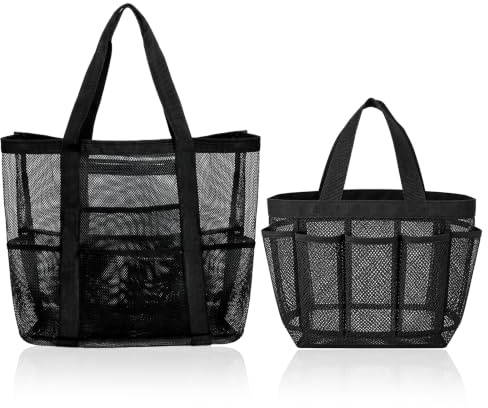 2 Stück Tragbare Duschtasche, Tragbare Strandtasche, Duschtasche Camping Mesh Netz-Duschkorb mit Griff, Shower Bags für Fitnessstudio Duschraum Reisen Camping Zubehör Wohnwagen Gadgets