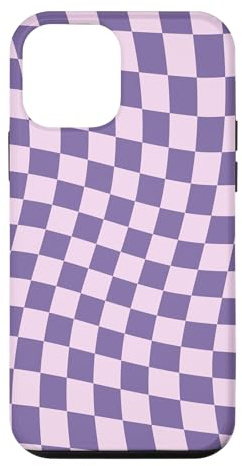 Hülle für iPhone 12 mini Classic Checkered Wavy Checker Checkerboard Pastel Purple