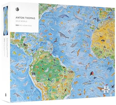 Pomegranate 1500-Piece Jigsaw Puzzle for Adults, World Map Puzzle, Anton Thomas Wild World, Matte Finish, Snug Fit