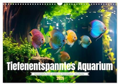 Tiefenentspanntes Aquarium (Wandkalender 2026 DIN A3 quer), CALVENDO Monatskalender: Ein Aquarium: ein Fenster zu einer Welt, in der Zeit nicht eilt und Sorgen versinken. (CALVENDO Tiere)
