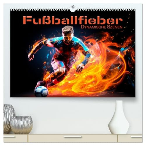 FUßBALLFIEBER Dynamische Szenen (hochwertiger Premium Wandkalender 2026 DIN A2 quer), Kunstdruck in Hochglanz: Coole Moves und rasantes Spiel (CALVENDO Sport)