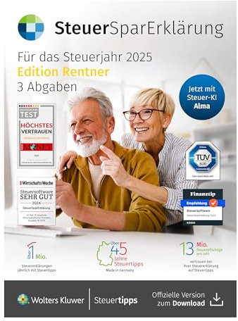 SteuerSparErklärung Rentner (Steuerjahr 2025): Als Rentner/Pensionär schnell und einfach zur Steuererklärung 2025