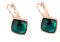 Crystalline Azuria Donna 18ct Placcato Oro Rosa Cristalli Verde Smeraldo simulato Rombo Quadrato Orecchini Pendenti Monachella